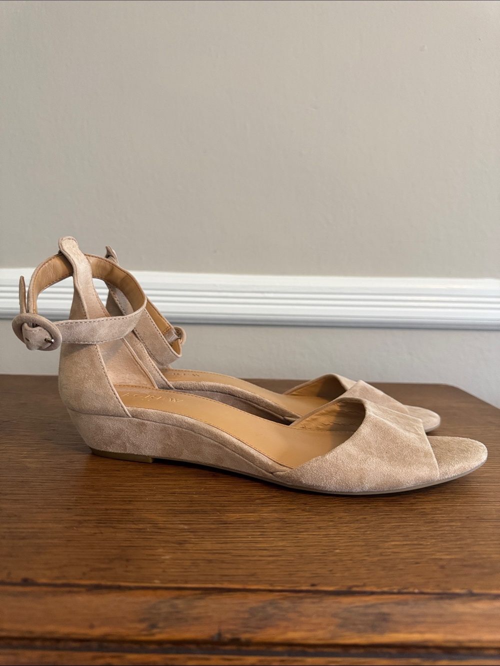 J Crew Ankle-Strap Suede Leather Sandal in Creamy Beige - Picture 6 of 8